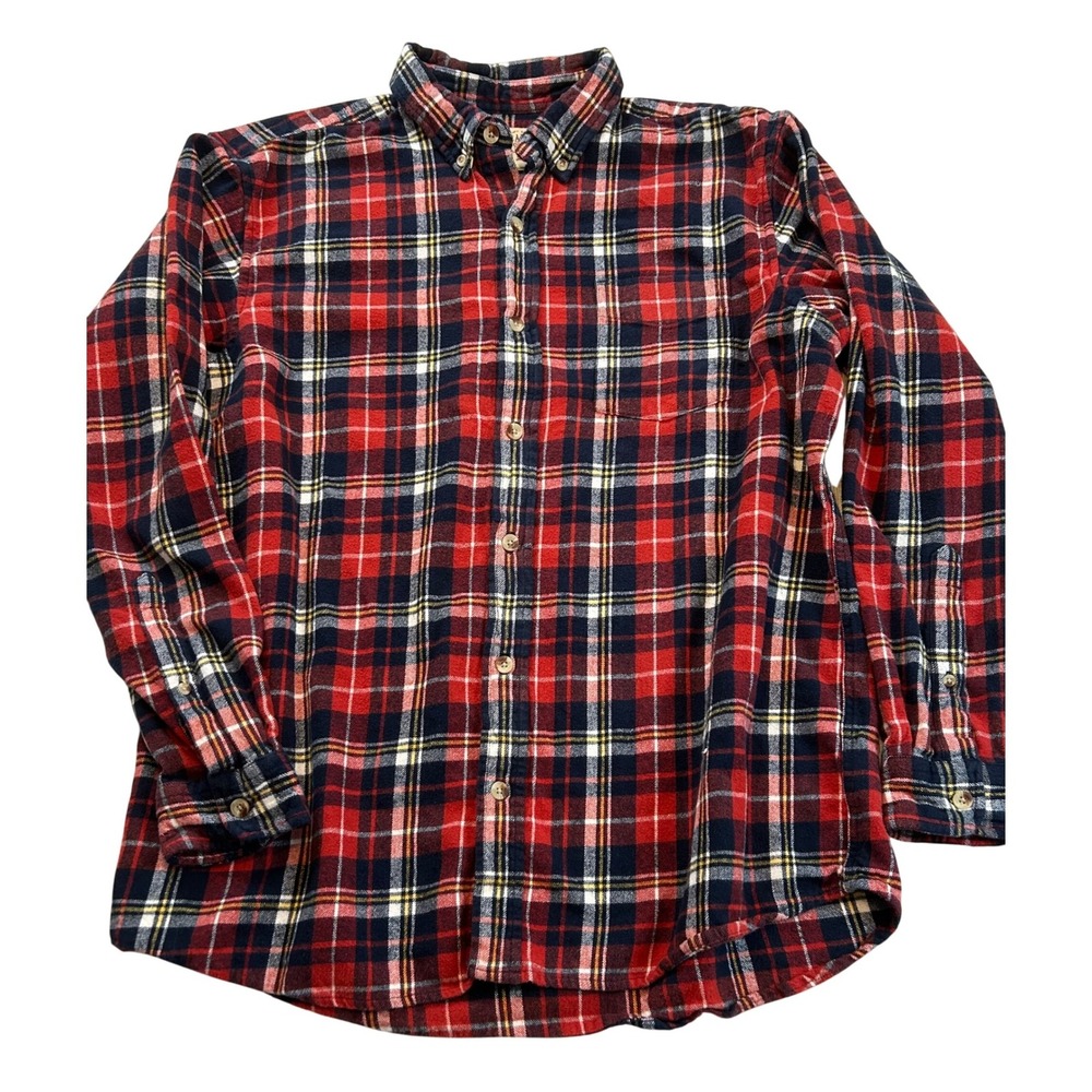 Ben Sherman Kids Plaid Button Up Shirt Size M 10 12 Short Sleeve Blue‎ White Red